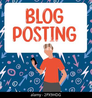 Textzeichen mit Blog-Posting, Internetkonzept regelmäßige Aufzeichnung der Gedanken, Meinungen oder Erfahrungen einer Person Stockfoto