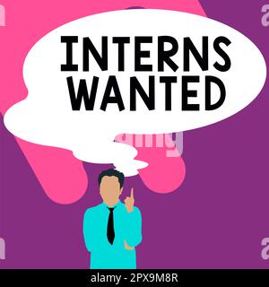 Schreiben mit Text Praktikanten gesucht, Business Showcase auf der Suche nach einem Praktikanten Teilzeit arbeitender Student Stockfoto
