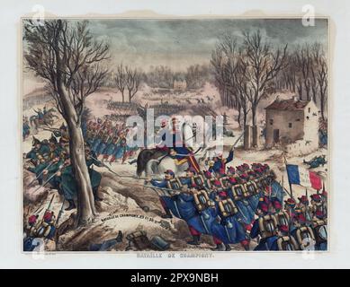 Vintage-Gravur: Schlacht von Champigny (Schlacht von Villiers): 29. November bis 3. Dezember 1870. 1871 die Schlacht von Villiers, auch bekannt als die Schlacht von Champigny, war die größte der französischen Sorten aus dem belagerten Paris während des französisch-preußischen Krieges. Stockfoto