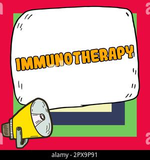 Schreiben Anzeigetext Immuntherapie, Konzept bedeutet Behandlung oder Prävention von Krankheit, die die Stärkung des Immunsystems beinhaltet Stockfoto