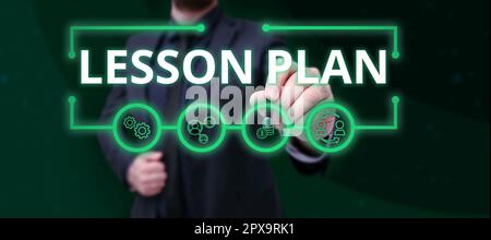 Konzeptionelle Darstellung Lesson Plan, Word für eine detaillierte Beschreibung des Unterrichts durch einen Lehrer Stockfoto