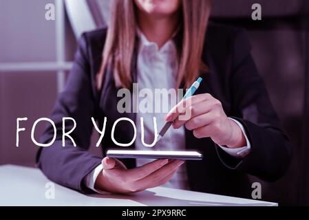 Konzeptionelle Ausstellung für Sie, Internet Concept Geschenk speziell gemacht Zustellkarte Gruß Dankbarkeit Stockfoto