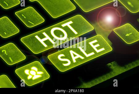 Schreiben mit Text Hot Sale, Business Concept setzt Produkte zu hohen Rabatten Super Preis Black Friday Stockfoto