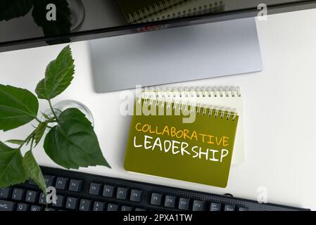 Konzeptüberschrift Collaborative Leadership, Word for People and Organizations Work Achievate Results Stockfoto