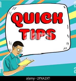 Schreiben mit Text Quick Tips, Business Approach Small, aber besonders nützliche praktische Ratschläge Stockfoto