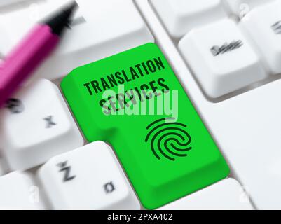 Handwriting Text Translation Services, Organisation von Konzeptfotos, die Menschen zur Übersetzung von Sprache zur Verfügung stellt Stockfoto