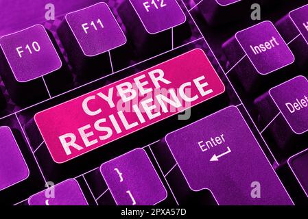 Handschriftlicher Text Cyber Resilience, Word, um zu messen, wie gut ein Unternehmen einen Cyberangriff bewältigen kann Stockfoto