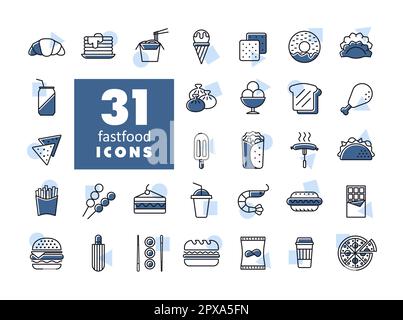 Fastfood, Food Court Vektor-Flat-Symbol. Graph Symbol für Kochen Website und Apps Design, Logo, App, UI Stockfoto