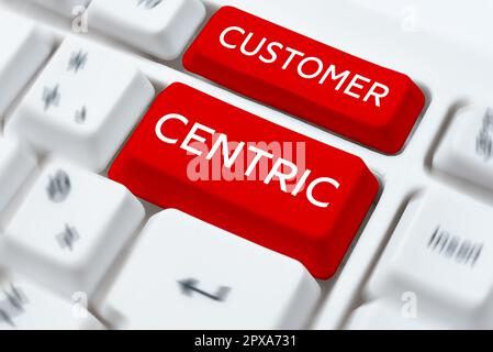 Text mit Inspiration Kundenorientierung, Geschäftsvorstellung, wie man sich um die Gäste kümmert, um deren Zufriedenheit zu gewährleisten Stockfoto