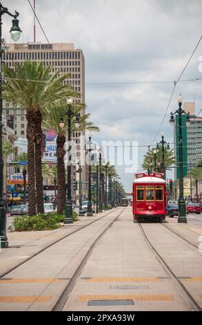 Canal Street Seilbahn in New Orleans Stockfoto