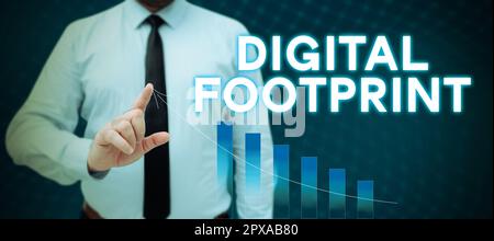 Schild zur Anzeige des digitalen Fußabdrucks, Word für verwendet digitale Technologie zur Ausführung des Fertigungsprozesses Stockfoto