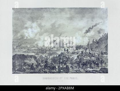 Gravur der Bombardierung von Paris während des französisch-preußischen Krieges: Januar 1871. 1871 Stockfoto