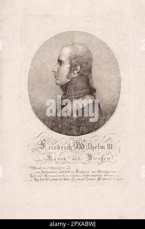 Porträt von Frederick William III. Von Preußen. 1807 Frederick William III (1770 – 1840) war König von Preußen vom 16. November 1797 bis zu seinem Tod im Jahr 1840. Er war gleichzeitig Elektor von Brandenburg im Heiligen Römischen Reich bis zum 6. August 1806, als das Reich aufgelöst wurde. Stockfoto