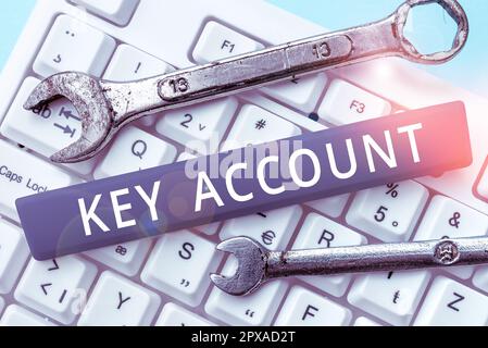 Handschriftlich unterschreiben Key Account, Geschäftsidee Individuelle Herangehensweise von Vertriebsmitarbeitern an ihre Kunden Stockfoto