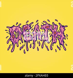 Death Word Schriftzug mit schleimigen faulen Text Illustrationen Vektor für Ihre Arbeit Logo, Merchandise-T-Shirt, Aufkleber und Etikettendesigns, Poster, Gruß Stock Vektor