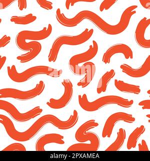 Abstraktes wellenförmiges rotes Pinselmuster auf weißem Hintergrund Stock Vektor