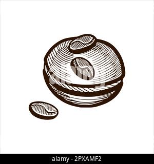 Schwarzer Kaffee, süße Makrone, Liniensymbol. Einfaches, flaches Piktogramm in süßem Design, Clipart-Vektordarstellung für App-Logo Web-Banner Schaltflächen-ui ux Stock Vektor