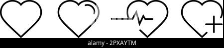Satz linearer Herzsymbole als Konzept von Liebe, Spende, Wohltätigkeit und Empathie Stock Vektor