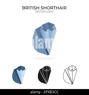 Origami-Vektorlogo und Symbol mit Katze. Stock Vektor