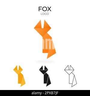 Origami-Vektorlogo und Symbol mit Fuchs. Stock Vektor
