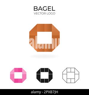 Origami-Vektorlogo und Symbol mit Bagel. Stock Vektor