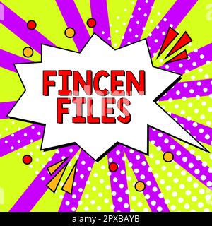 Textzeichen mit FinCEN-Dateien, Word für Transaktionen mit finanziellen Vermögenswerten und Verbindlichkeiten Stockfoto