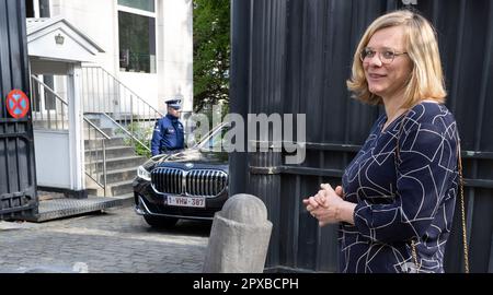 Brüssel, Belgien. 02. Mai 2023. Marie-Colline Leroy, neue Staatssekretärin für Gleichberechtigung und Vielfalt, kommt zur Eidgenössischen Zeremonie am Dienstag, den 02. Mai 2023, in Brüssel im Königspalast an. Leroy ersetzt Schlitz, die aus ihrer Funktion zurückgetreten ist. BELGA FOTO BENOIT DOPPAGNE Kredit: Belga News Agency/Alamy Live News Stockfoto