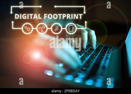 Inspiration für Signage Digital Footprint, Word for verwendet digitale Technologie für den Fertigungsprozess Stockfoto