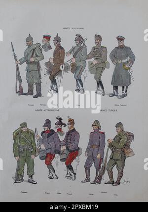 Erster Weltkrieg Infanterie. Felbwebel. Drachen. Uhlan. Hussar. Infanterieoffizier Austro-Ungarische Armee: Infanterieoffizier. Drachen. Uhlan. Hussar. Türkische Armee: (Infanterie) Offizier. Lötmittel Stockfoto