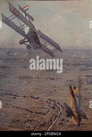 Erster Weltkrieg Eine Luftschlacht Stockfoto
