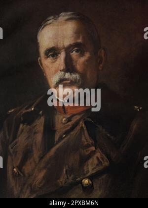 John French, 1. Earl of Ypern. Oberbefehlshaber des Feldmarschalls der britischen Armee John Denton Pinkstone French, 1. Graf von Ypern (1852–1925), von 1901 bis 1916 unter dem Namen Sir John French bekannt, und zwischen 1916 und 1922 als Viscount French, war ein ranghoher Offizier der britischen Armee. Stockfoto