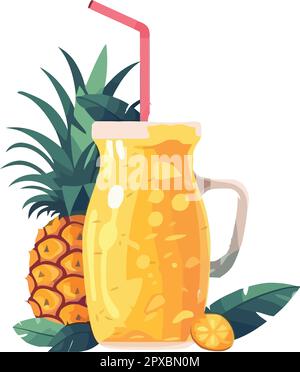 Saftiger Ananas-Cocktail, ein Hauch von Sommer Stock Vektor