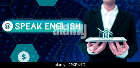 Konzeptionelle Darstellung spricht Englisch, Wort geschrieben in „Lernen Sie eine andere Fremdsprache“ Online-verbale Kurse Stockfoto