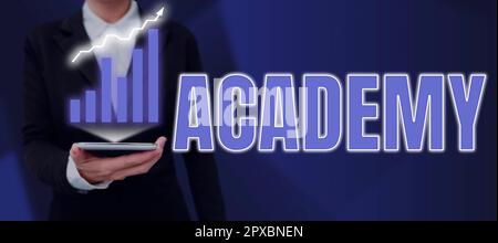 Schreiben Text Academy, Word, wo Schüler akademische Unterstützung erhalten können Stockfoto