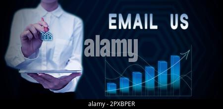 Unterschreiben Sie mit E-Mail an uns, Word für das Senden einer kommerziellen Nachricht an eine Gruppe von Personen per E-Mail Stockfoto