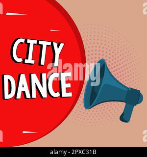 Schreiben mit Text „City Dance“, ein Wort, das über die Aktivität des Tanzens zum Vergnügen oder zur Unterhaltung anderer geschrieben wurde Stockfoto