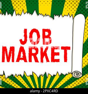 Handschrift Text Job Market, konzeptionelle Fotogruppe von Personen, die eine Beschäftigung in einer Volkswirtschaft suchen Stockfoto