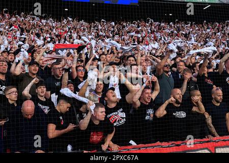 Rotterdam, Niederlande. 30. April 2023. ROTTERDAM, NIEDERLANDE - APRIL 30: Ajax-Fans während des niederländischen TOTO KNVB Cup-Endspiels zwischen Ajax und PSV im Stadion Feijenoord am 30. April 2023 in Rotterdam, Niederlande (Foto von Marcel ter Bals/Orange Pictures). Guthaben: Orange Pics BV/Alamy Live News Stockfoto