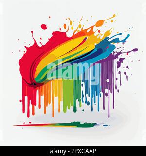 Flecken, Farbflecken auf weißem Hintergrund, mehrfarbige Farben, Regenbogen – Vektordarstellung Stockfoto
