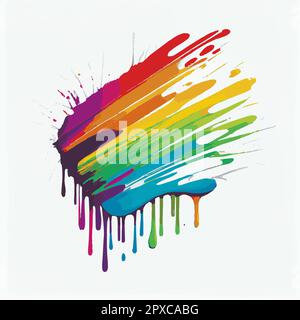 Flecken, Farbflecken auf weißem Hintergrund, mehrfarbige Farben, Regenbogen – Vektordarstellung Stockfoto