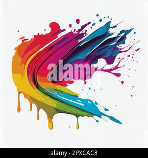 Flecken, Farbflecken auf weißem Hintergrund, mehrfarbige Farben, Regenbogen – Vektordarstellung Stockfoto