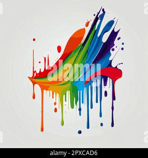 Flecken, Farbflecken auf weißem Hintergrund, mehrfarbige Farben, Regenbogen – Vektordarstellung Stockfoto