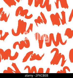 Abstraktes gezeichnetes rotes Strichmuster auf weißem Hintergrund Stock Vektor