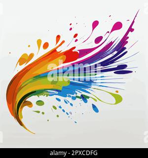 Flecken, Farbflecken auf weißem Hintergrund, mehrfarbige Farben, Regenbogen – Vektordarstellung Stockfoto