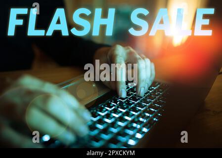 Konzeptionelle Überschrift Flash Sale, Geschäftskonzept ein Verkauf von Waren zu stark reduzierten Preisen in kurzer Zeit Stockfoto