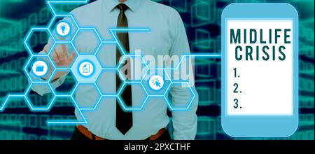 Textüberschrift Präsentation Midlife Crisis, Geschäftsübersicht Softwareentwicklungstechnik Zerlegen einer Anwendung Stockfoto
