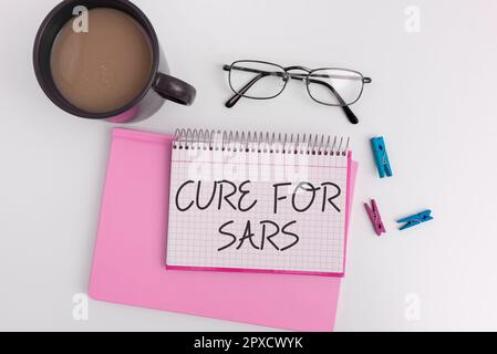 Text Caption Presenting Cure for SARS, Conceptual Photo Medical Treatment over Severe Acute Respiratory Syndrome Stockfoto