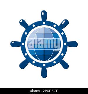 Kugel in einem Ruder des Schiffs. Vektorvorlage, Logo-Design Stock Vektor