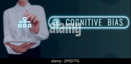 Konzeptionelle Darstellung kognitiver Vorurteile, ein Wort über psychische Behandlung psychischer Störungen Stockfoto