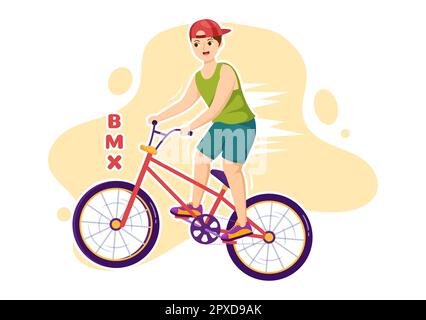BMX Bicycle Sport Illustration with Young People Riding Bicycles for Web Banner or Landing Page in Flat Cartoon Hand Drawing Background Template Stockfoto